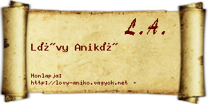Lővy Anikó névjegykártya